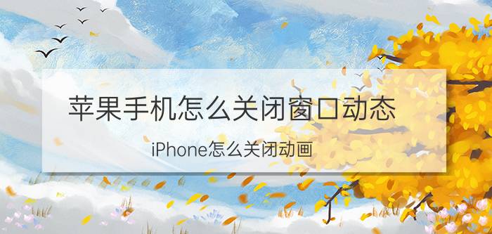 苹果手机怎么关闭窗口动态 iPhone怎么关闭动画？